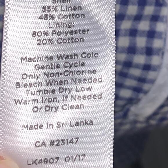 Talbots Outlet Women's Gingham Blazer Size 4 Blue Linen Cotton Office Preppy - Picture 6 of 6